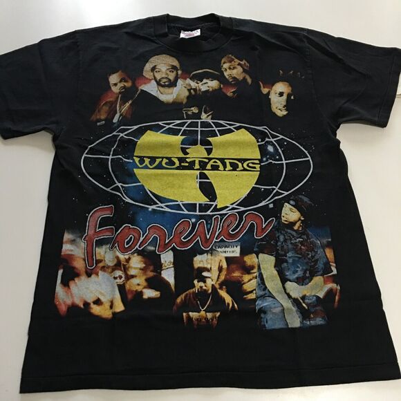 Oneita Other - Wu Tang Clan Forever Revolution T-Shirt Large Faded Black Mega Print